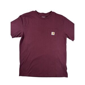 Carhartt WIP Pocket T-Shirt Mens Size Medium Maroon Short Sleeve Cotton